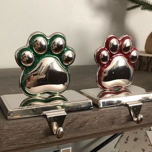 Paw Print Stocking Holders Set of 2
